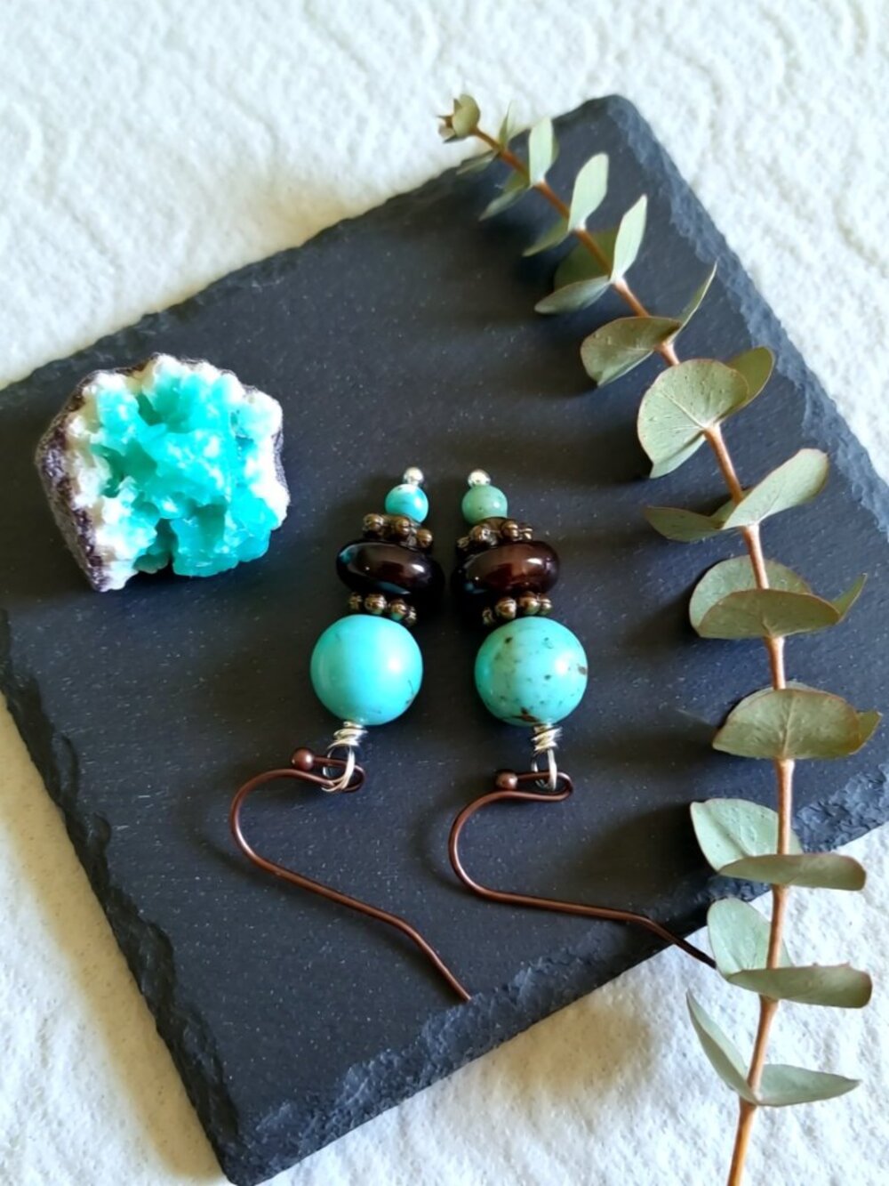 Artisan Mixed Media Gemstone Dangle Earrings! Short Snazzy Lightweight! BohoChic